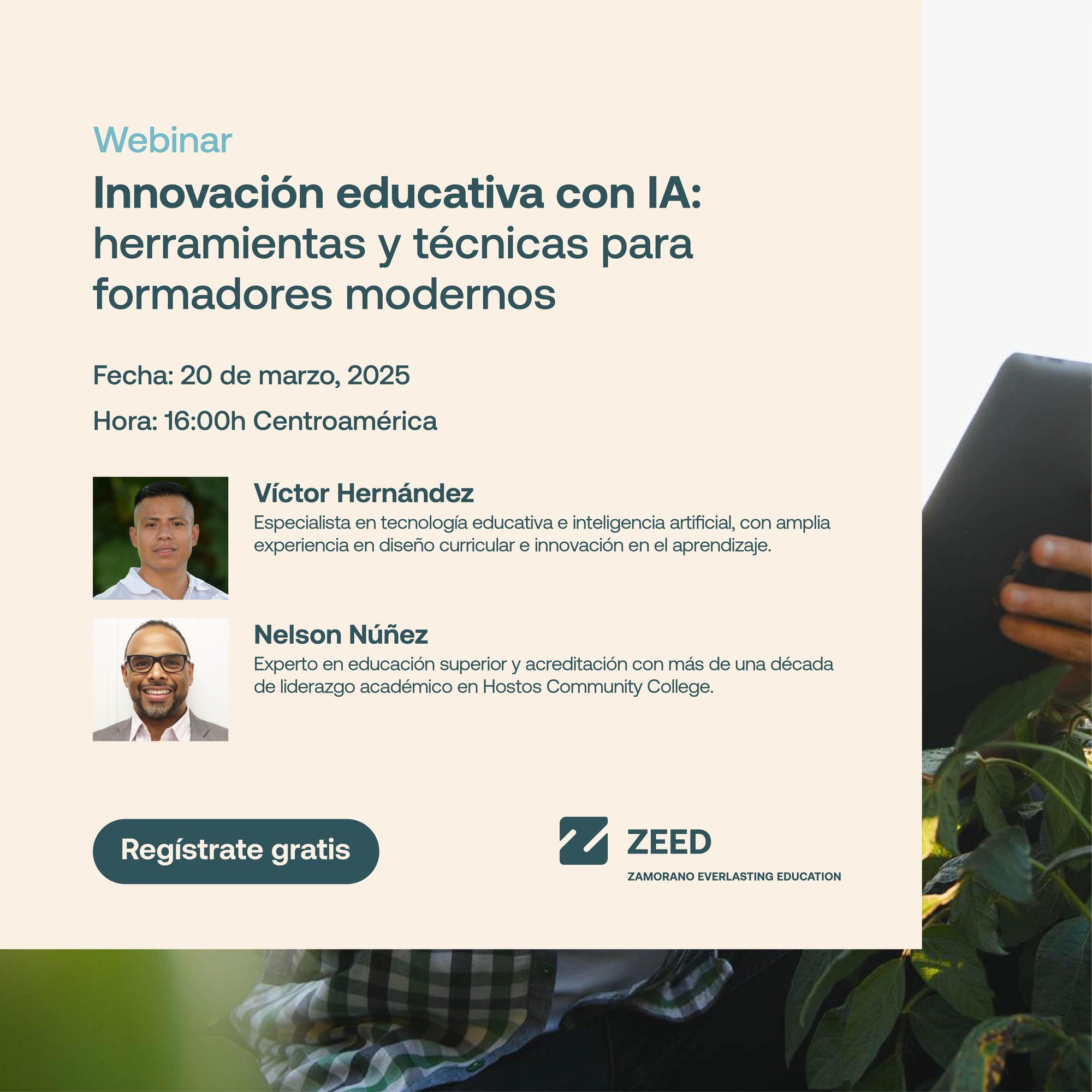 ZEED 2025 - Webinar Innovación educativa con IA Herramientas y técnicas para formadores modernos - Cuadrado webinar 2_1